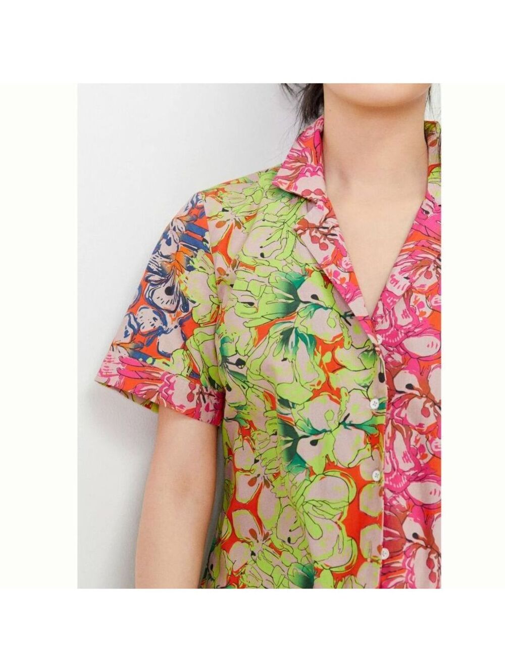Roopa Pemmaraju for Anthropologie Rainbow Floral Buttondown Short Sleeve Camp L - Picture 3 of 7